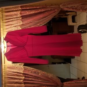 Notched Neckline Pleated Hem Dress